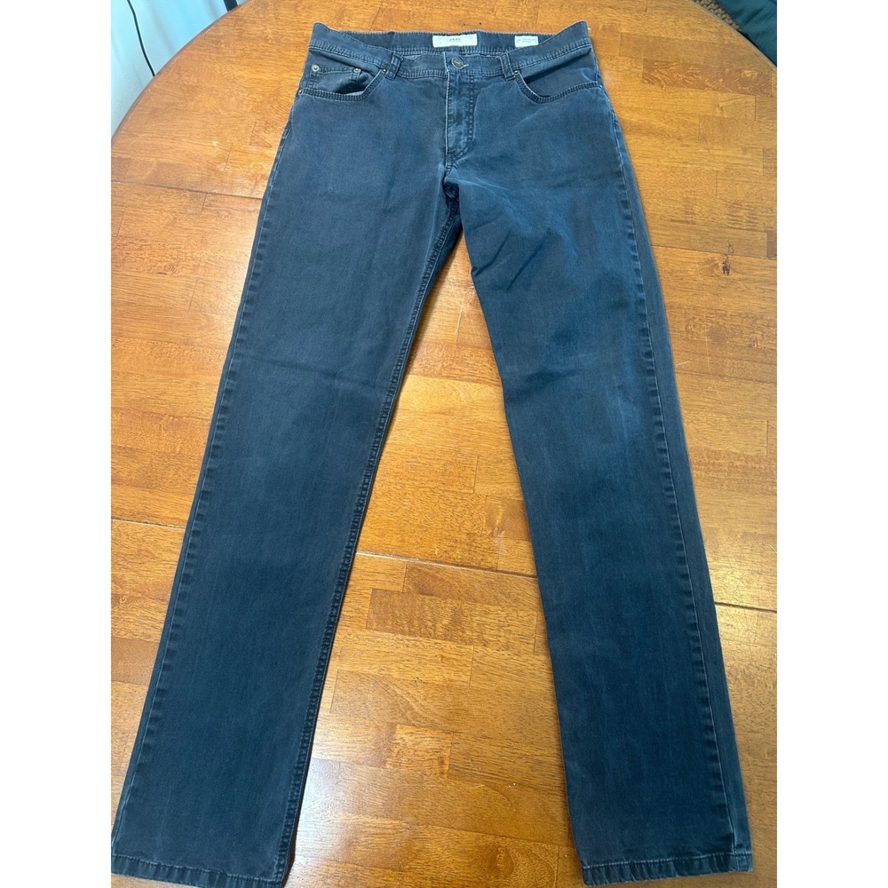 Brax Cooper Fancy Regular Fit Pants Mens 33x34 Blue Textured Straight Leg